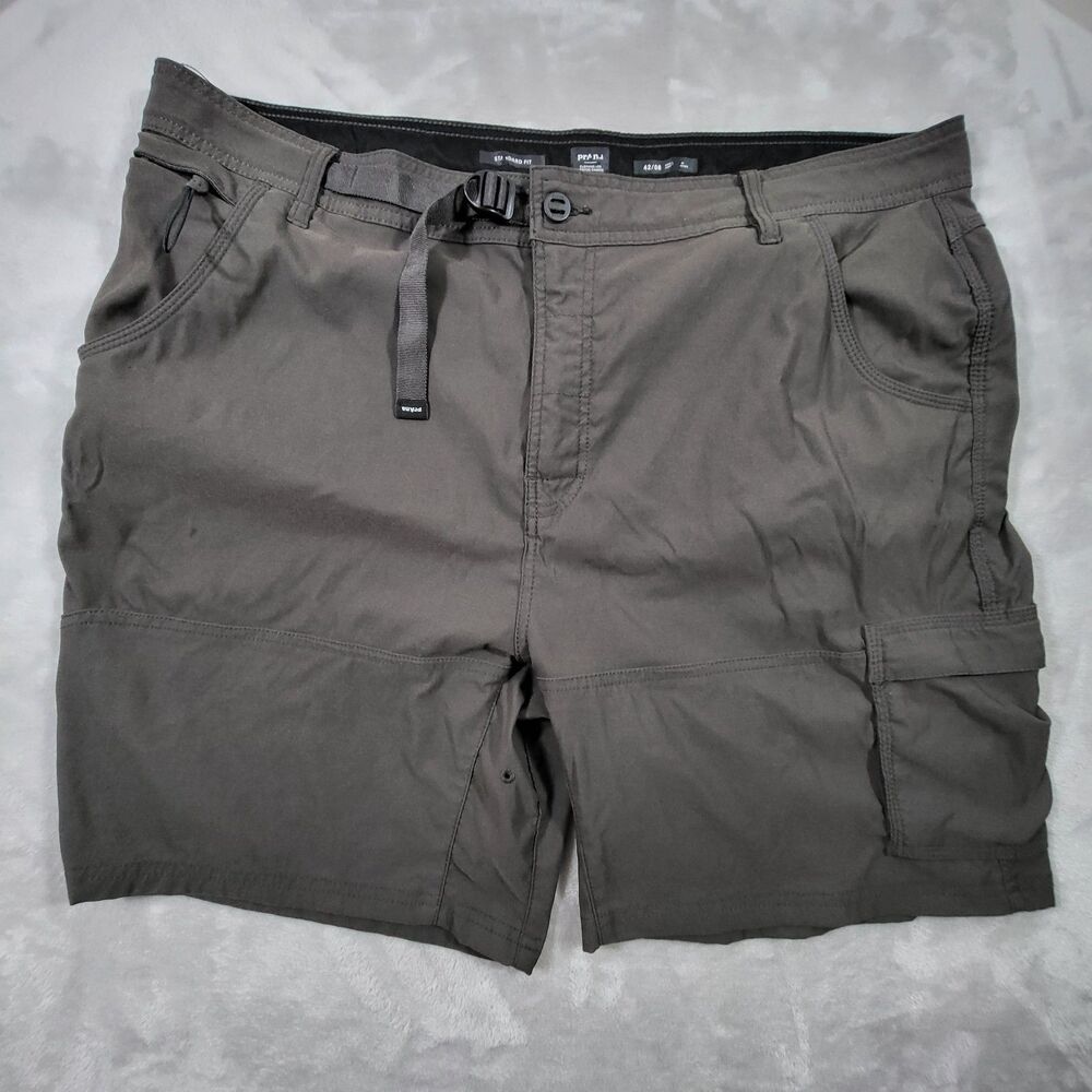 Prana Stretch Zion II Shorts Mens 42 Gray Hiking Cargo Belted Outdoor Nylon 42x7
